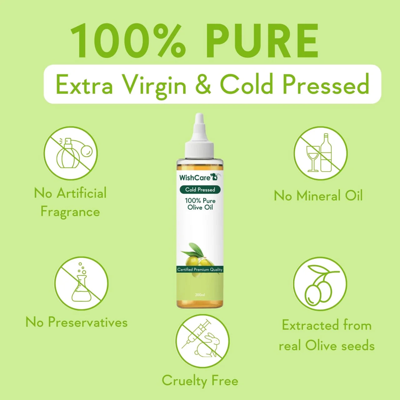 WishCare 100% Pure Premium Cold Pressed Olive Oil