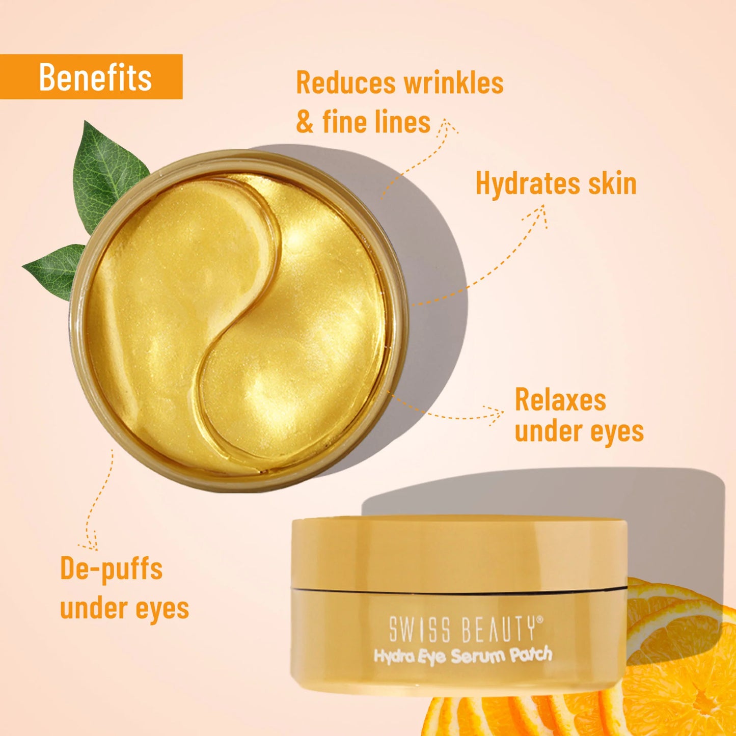 Swiss Beauty Hydra Eye Serum Patches For Dark Circles And Puffiness , Hydrate Skin - Vitamin-C - 60 Patches