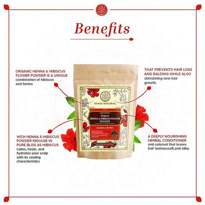 Khadi Natural Organic Henna & Hibiscus Flower Powder - 100 gm