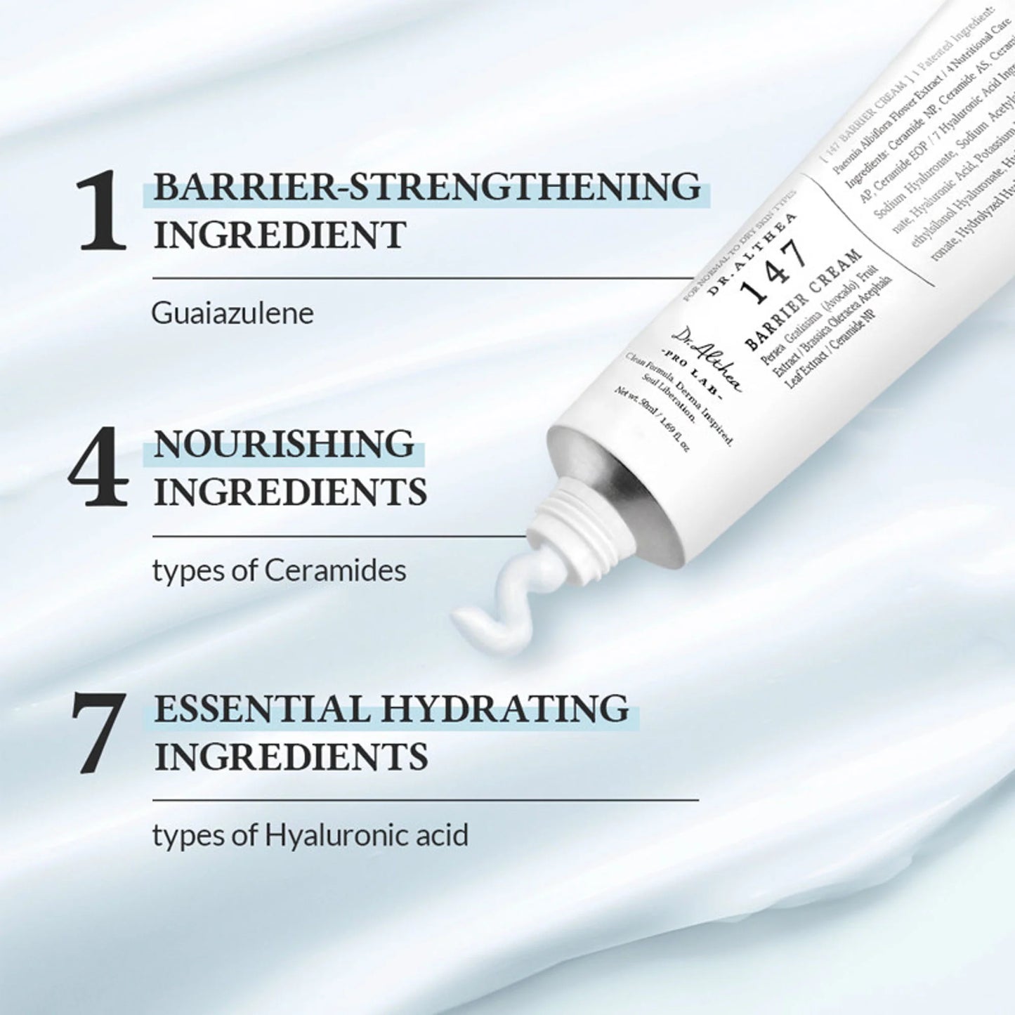 Dr.Althea 147 Barrier Cream: Rich Ceramide & hyaluronic acid infused cream for Damaged Skin Barrier - 50 ml