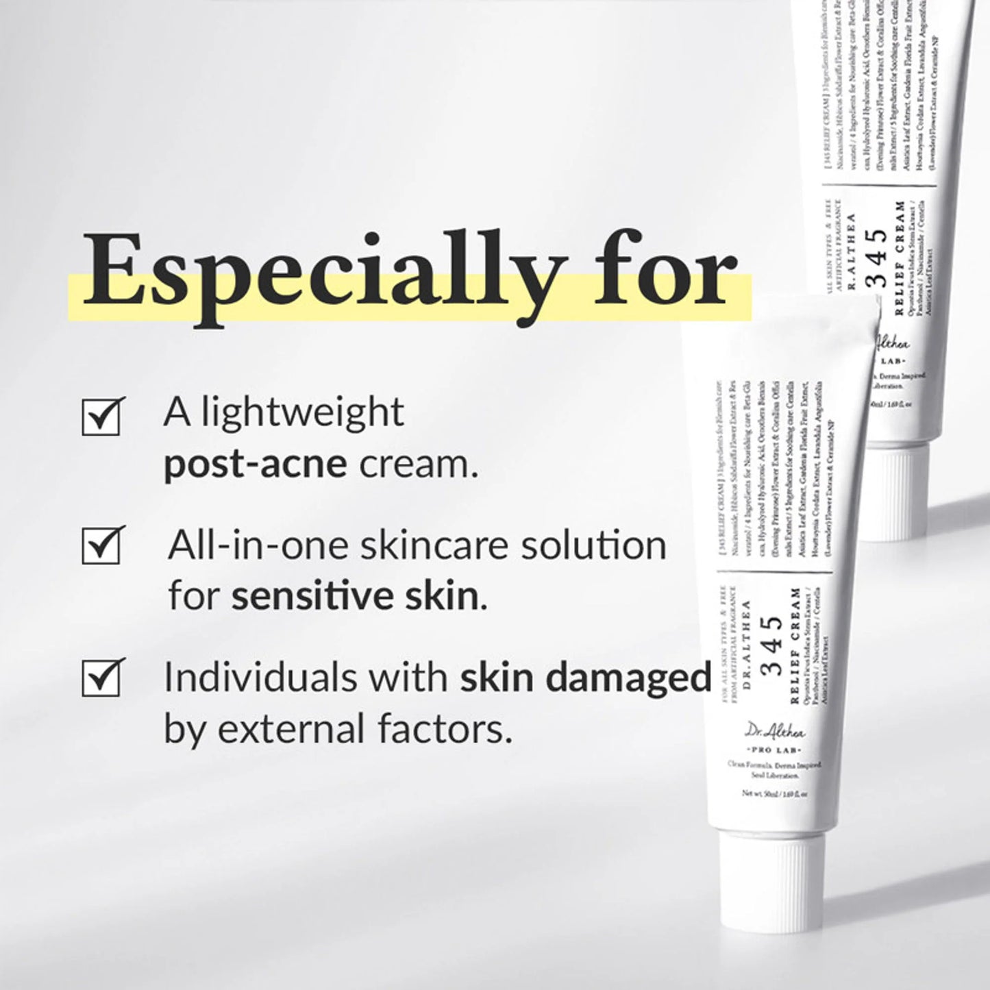 Dr.Althea 345 Relief Cream: Soothing & Barrier Repair Cream with power of Niacinamide & Panthenol - 50 ml