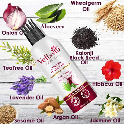 Vellasio Onion Aloevera Hair Oil & Ayurvedic Herbal Extracts - 100 ml