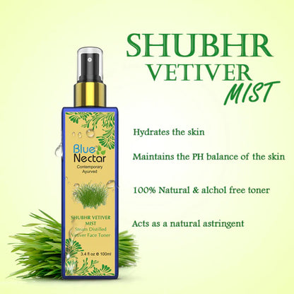Blue Nectar Shubhr Steam Distilled Vetiver Toner Water & Face Tonic Mist - 100 ml