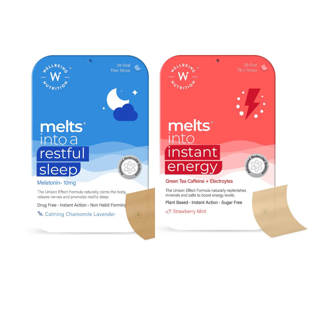 Wellbeing Nutrition Melts Restful Sleep & Instant Energy Oral Strips Combo