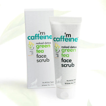 mCaffeine Green Tea Face Scrub with Vitamin C & Hyaluronic Acid - 100 gm