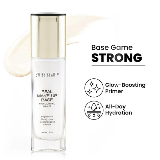 Swiss Beauty Real Make-Up Base Highlighting Primer , Brighten Skin , Modify Pore - 02 Golden Tint - 32 ml