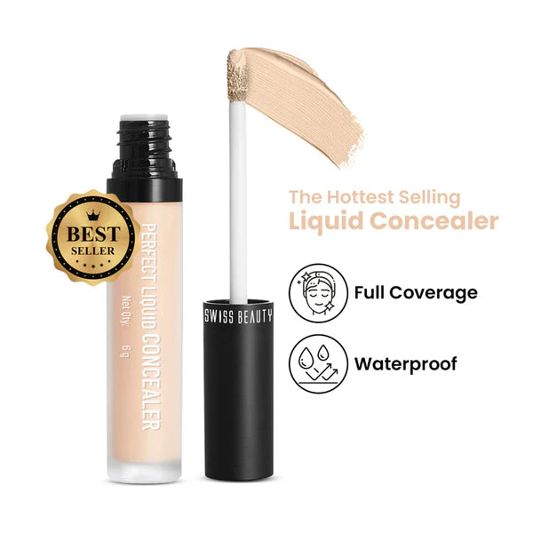 Swiss beauty Full Coverage Liquid Concealer With Jojoba Oil - 04 Medium Beige - 6 gm