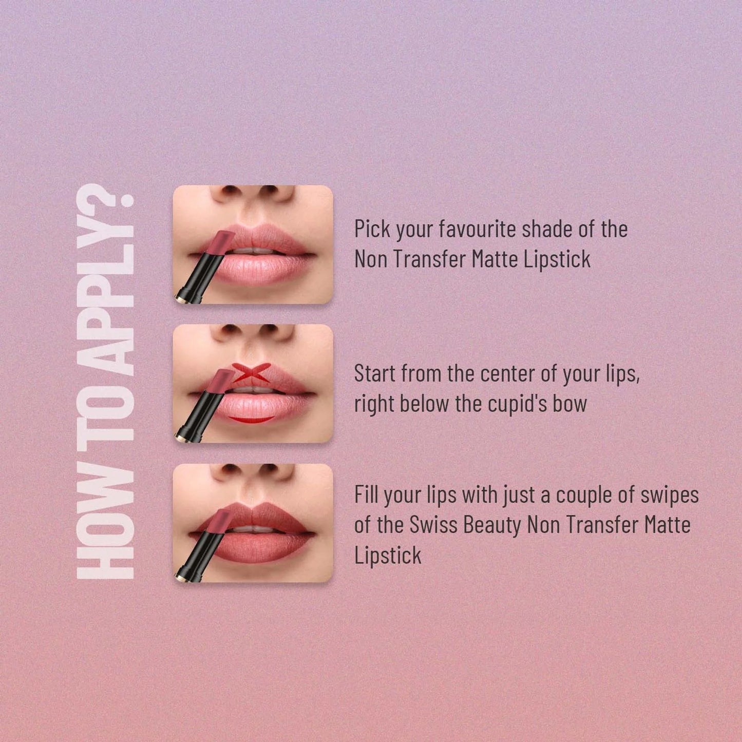 Swiss Beauty Non Transfer Waterproof Lipstick - 404 Vivid Magenta - 3 gm