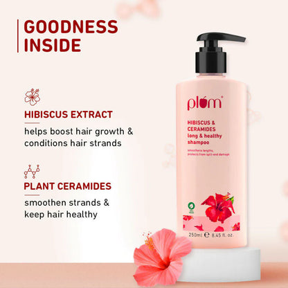 Plum Hibiscus & Ceramides Shampoo For Long, Healthy Hair - 250 ml