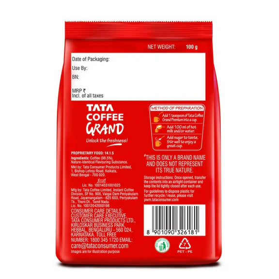 Tata Coffee Grand Premium Instant Coffee Powder - 100 gm