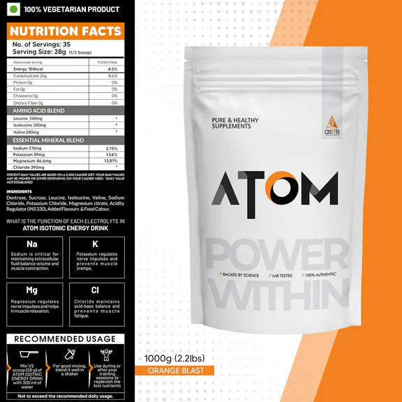 As-It-Is Atom Isotonic Energy Drink Orange Blast Flavor - 1 kg