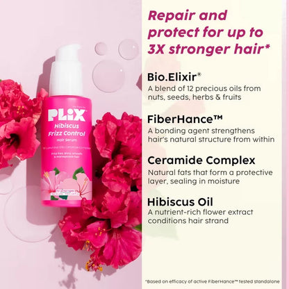 PLIX The Plant Fix Hibiscus Frizz Control Hair Serum + Bond Repair Advanced Shampoo - combo