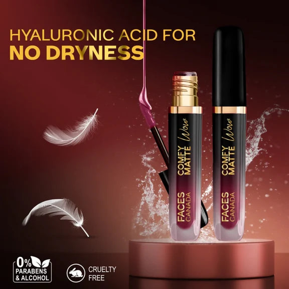 Faces Canada Comfy Matte Wow Liquid Lipstick - Plum Passion 04 - 3.8 ml