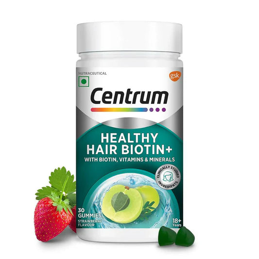 Centrum Healthy Hair Biotin+ Gummies - Strawberry Flavor - 30 gummies