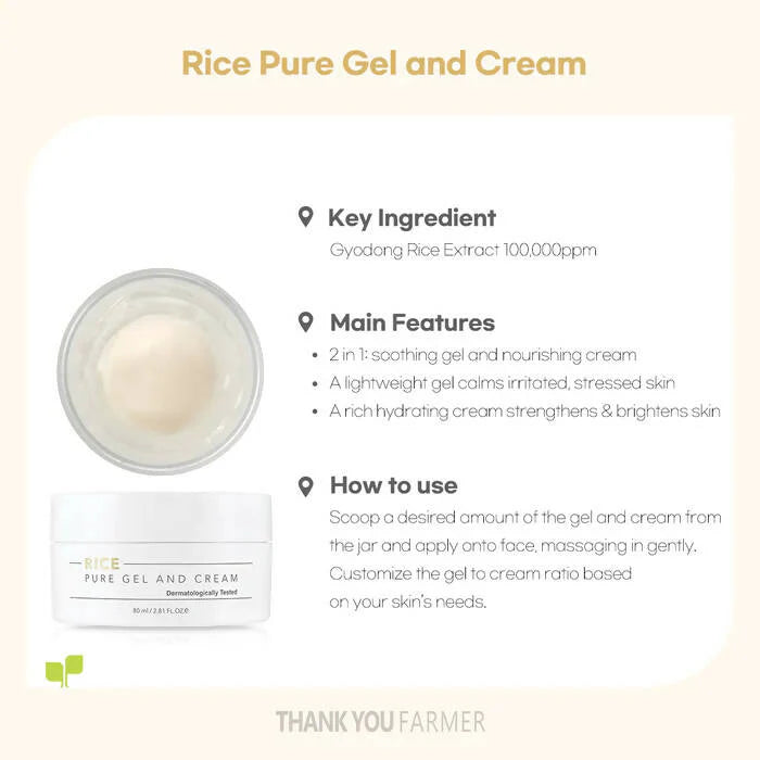 Thank You Farmer Rice Pure Gel And Cream - 80 ml