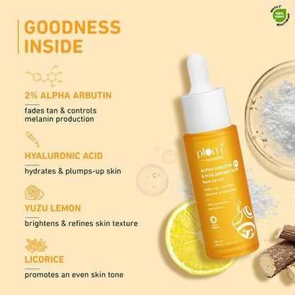 Plum 2% Alpha Arbutin & Hyaluronic Acid Face Serum - 30 ml