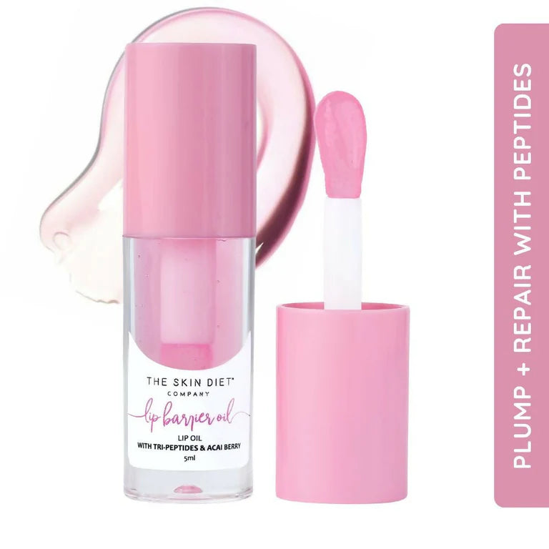 The Skin Diet Company Lip Barrier Oil Clear Gloss with Peptides Hydrates, For Dry & Pigmented Lips - 5 ml