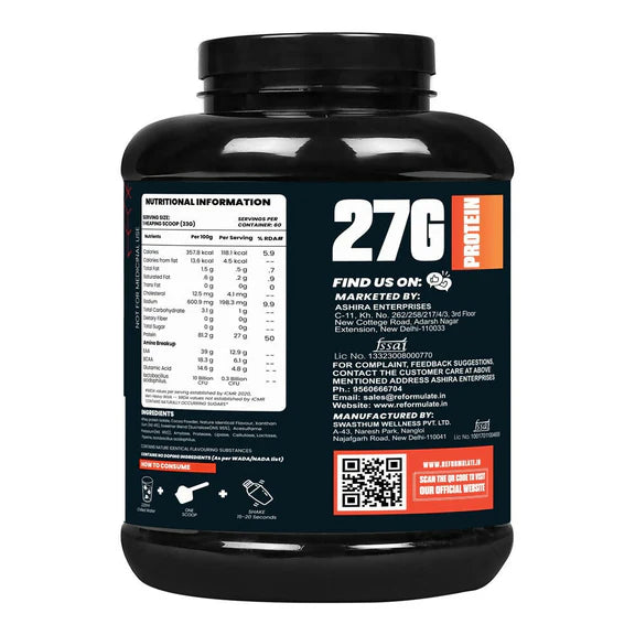 Reformulate I Isoform I Whey Isolate I Your Daily Meal Replacement Formula I 27G Protein | 6.1G BCAA | 12.9G EAA | O g Sugar - Chocolate - 2 kg