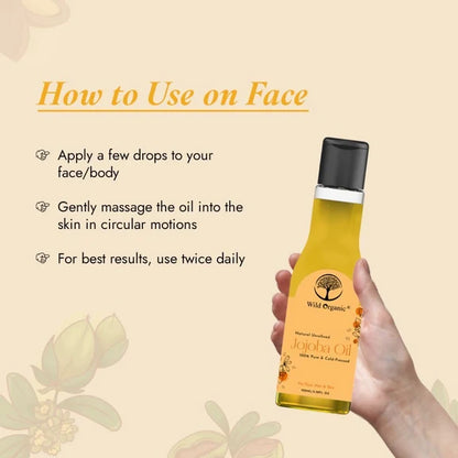 Wild Organic Cold Pressed Unrefined Jojoba Oil - 100 ml