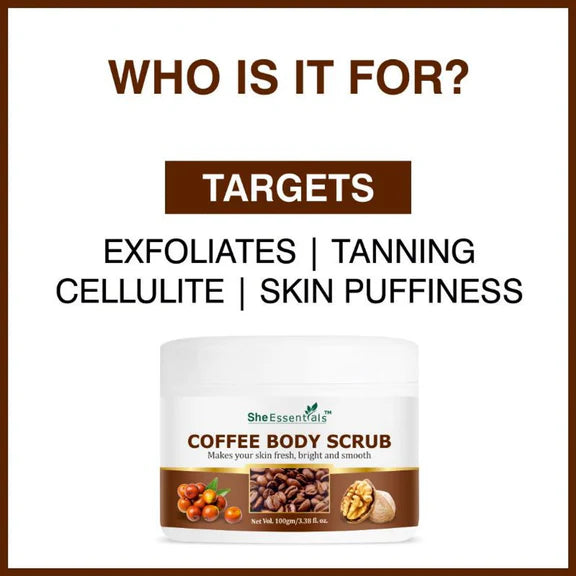 She Essentials Coffee Body Scrub Exfoliating Scrub For Body For Both Women And Men - 100 gm