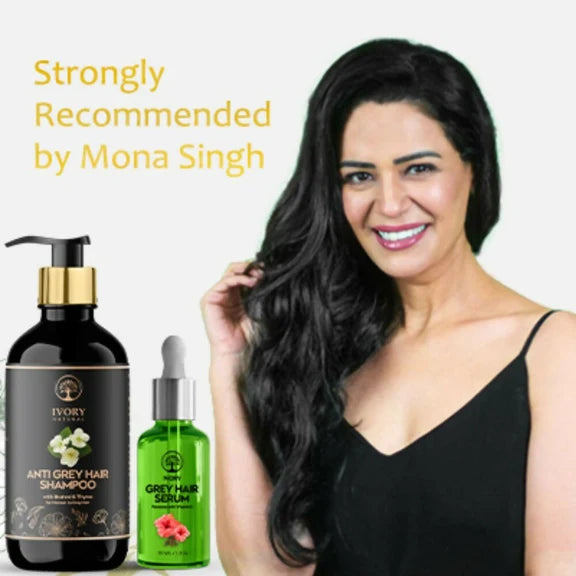 Ivory Natural Grey Serum And Hair Shampoo Combo Restores Natural Hair Wellness And Nourished, Shiny Hair - combo