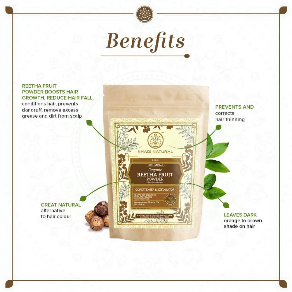 Khadi Natural Organic Reetha Fruit Powder - 100 gm