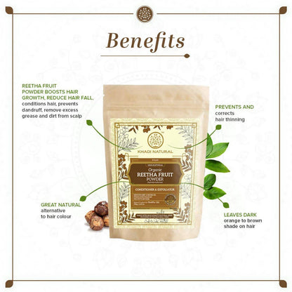 Khadi Natural Organic Reetha Fruit Powder - 100 gm
