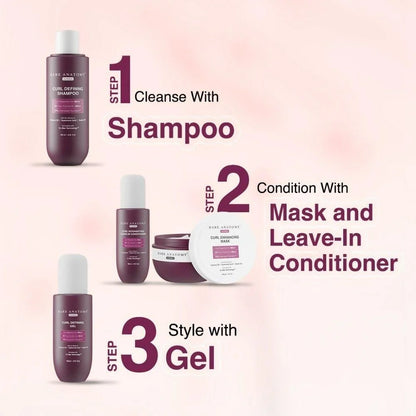 Bare Anatomy Curl Defining Kit (Shampoo + Mask + Leave In Conditioner + Gel)