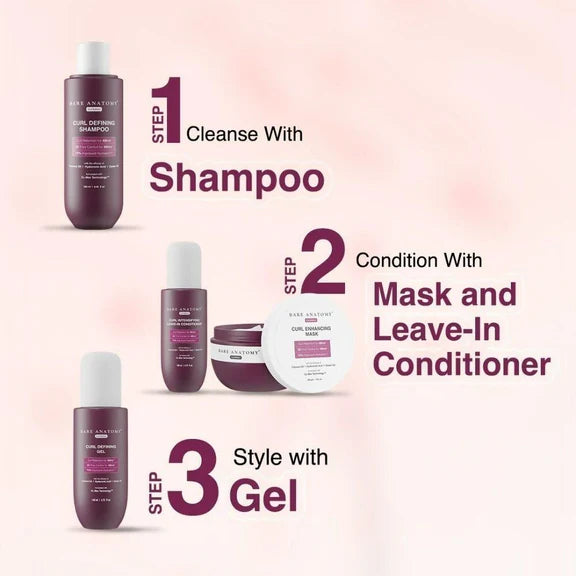 Bare Anatomy Curl Defining Kit (Shampoo + Mask + Leave In Conditioner + Gel) - Kit