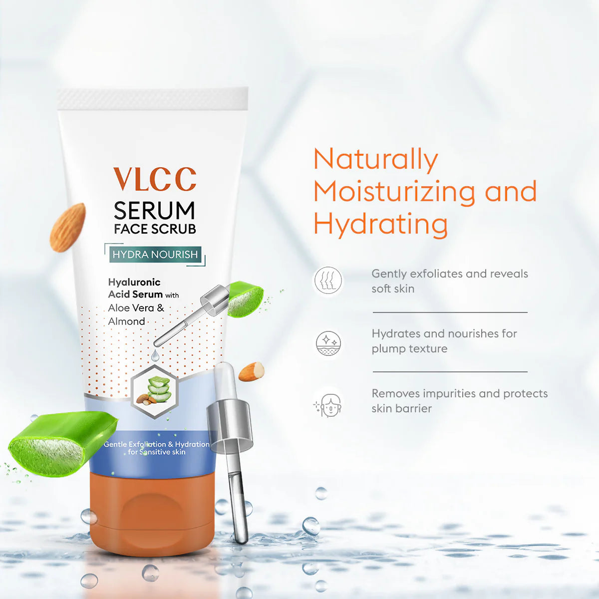 VLCC Hydra Nourish Scrub With Hyaluronic Acid Serum Aloe Vera & Almond
