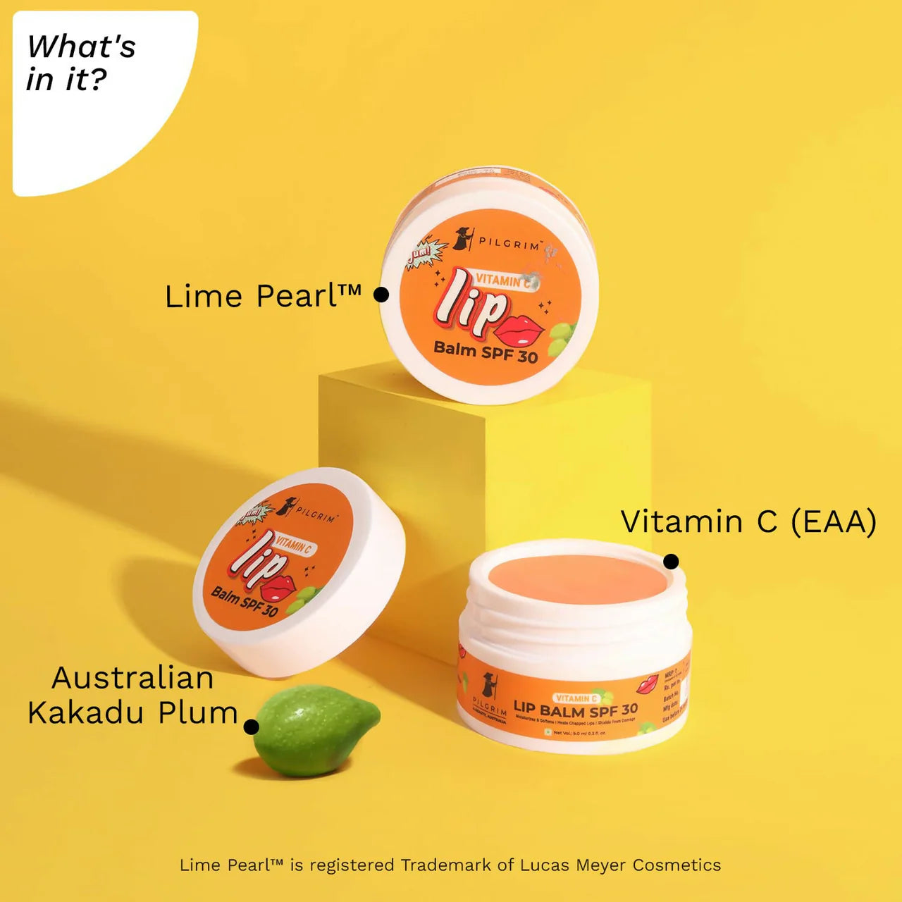 Pilgrim Vitamin C Lip Balm SPF 30 with Australian Kakadu Plum & Shea Butter For Smooth Soft Lips, Soothing & Hydrating Dry & Chapped Lips