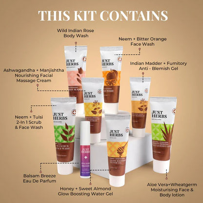 Just Herbs Self Care Face & Body Skincare Essentials Kit Combo - combo