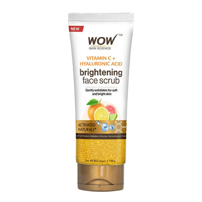 WOW Skin Science Vitamin C + Hyaluronic Acid Brightening Face Scrub For Gently Exfoliates, Smoothens Skin Texture