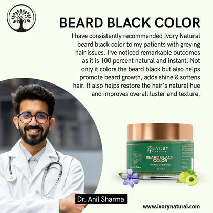 Ivory Natural Beard Black Color Organic - Instant Natural Plant Based Beard Color Powder - 30 gm