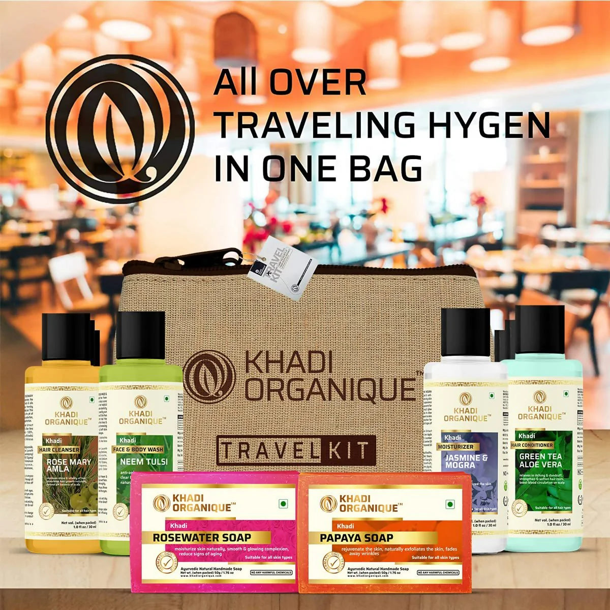 khadi Organique Grooming Travel Kit Men & Women - combo