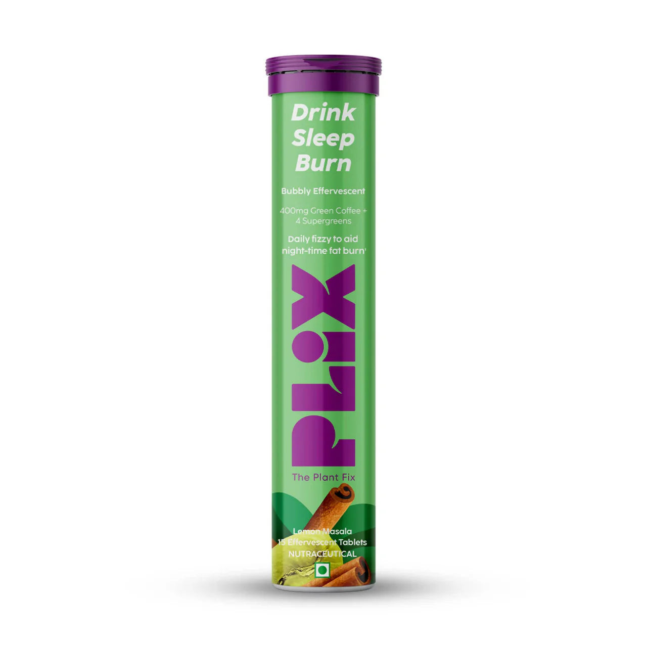 PLIX The Plant Fix Drink Sleep Burn Effervescent Tablets with Green Coffee Bean - Lemon Masala