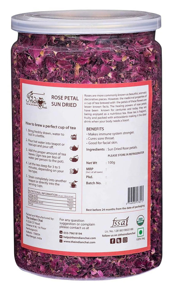 The Indian Chai - Rose Petals Sun Dried Tea - 100 gm