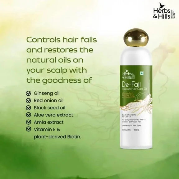 Herbs & Hills De-Fall Premium Hair Care Oil - 200 ml