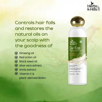 Herbs & Hills De-Fall Premium Hair Care Oil - 200 ml