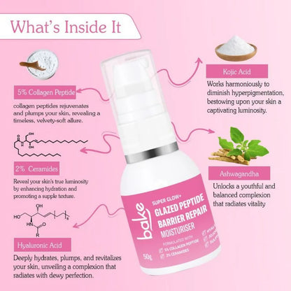 Bake Super Glow+ Glazed Peptide Barrier Repair Moisturizer - 50 gm