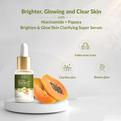 Lotus Botanicals Niacinamide & Papaya Brighten & Glow Skin Clarifying Super Serum - 14 ml