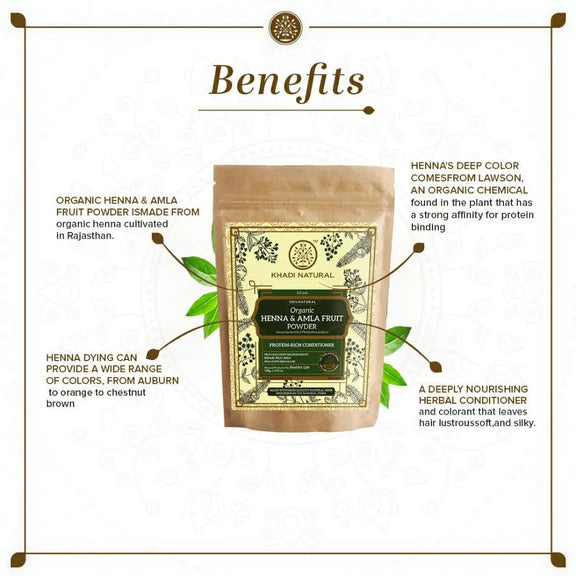 Khadi Natural Organic Henna & Amla Fruit Powder - 100 gm