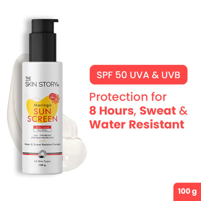 The Skin Story Moringa Face Sunscreen SPF 50+ PA+++ For Detan - 100 gm