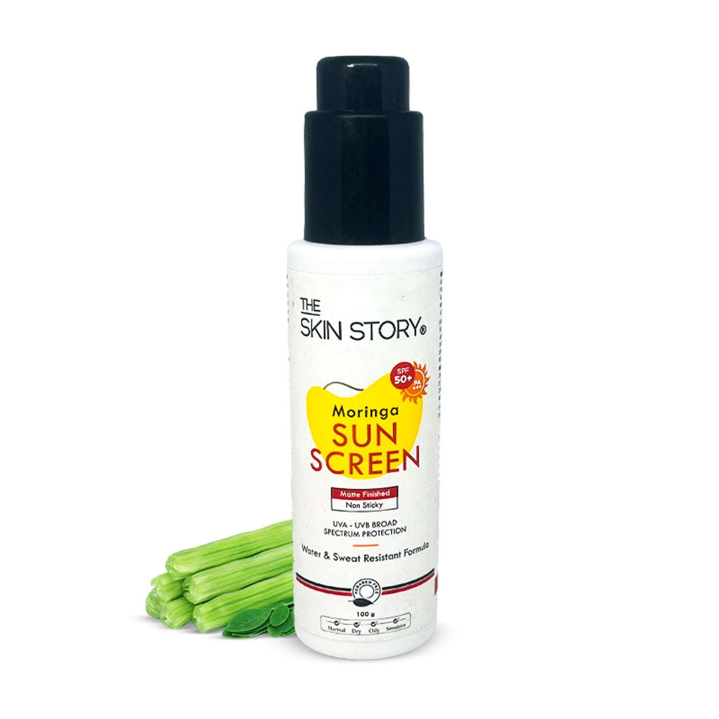 The Skin Story Moringa Face Sunscreen SPF 50+ PA+++ For Detan - 100 gm
