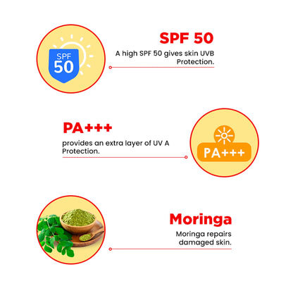 The Skin Story Moringa Face Sunscreen SPF 50+ PA+++ For Detan - 100 gm
