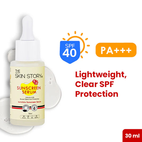 The Skin Story Invisible Liquid Sunscreen Serum For Face, SPF 40 PA+++ With Vitamin E - 30 ml