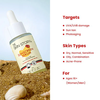 The Skin Story Invisible Liquid Sunscreen Serum For Face, SPF 40 PA+++ With Vitamin E - 30 ml