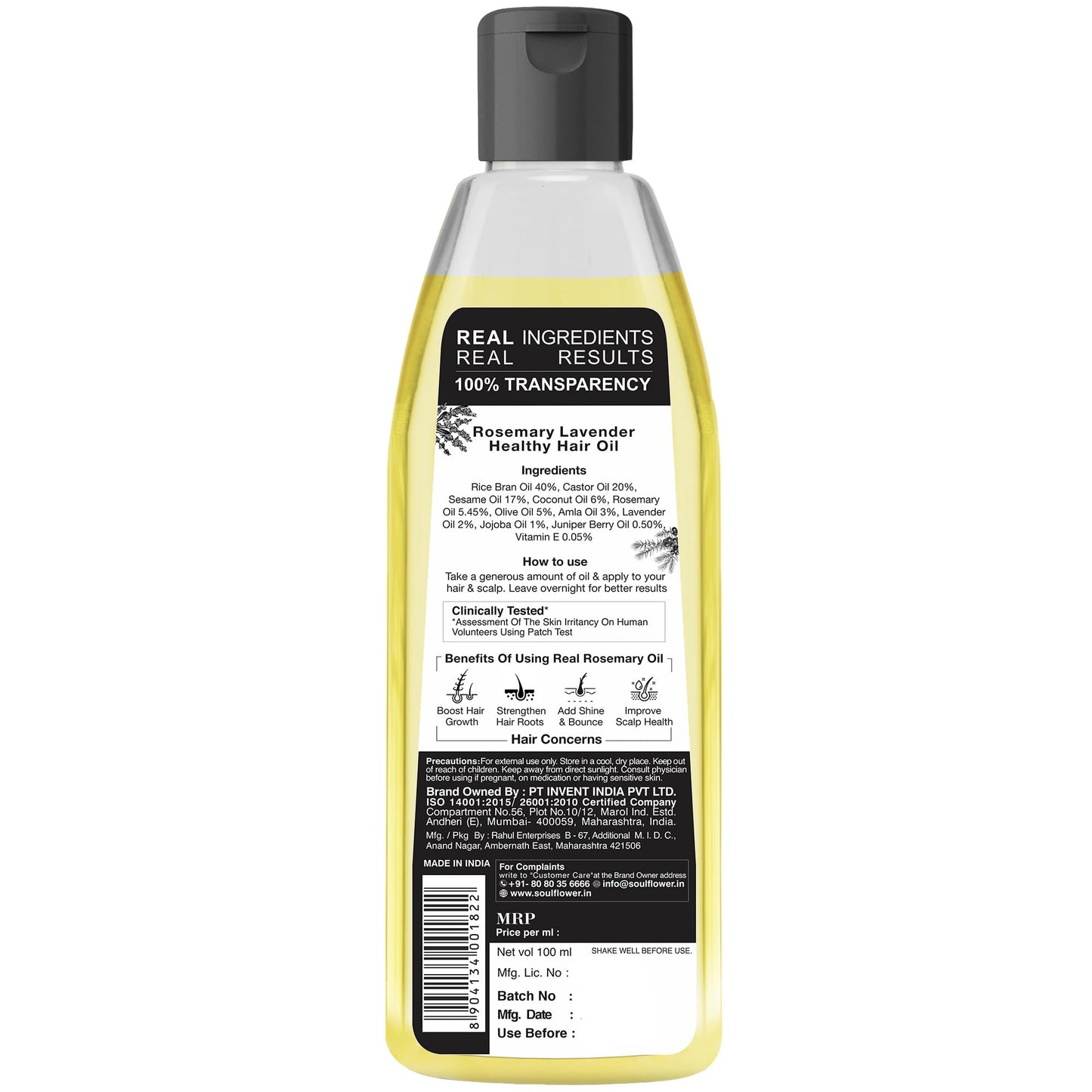 Soulflower Pure & Natural Rosemary Lavender Healthy Hair Oil