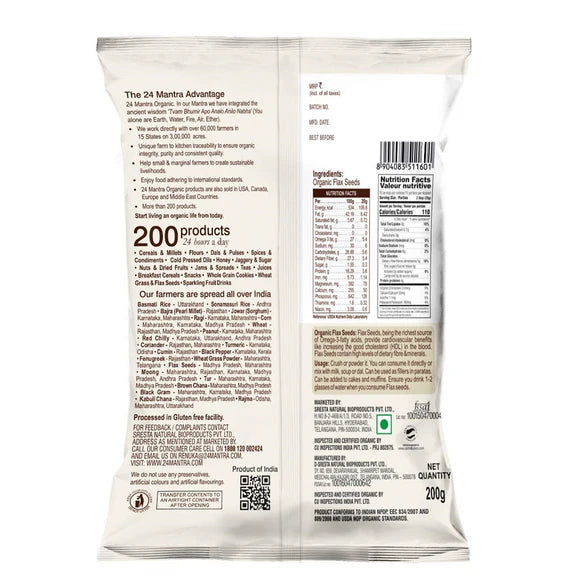 24 Mantra Organic Flax Seeds - 200 gm