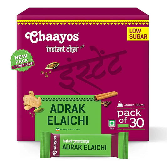 Chaayos Instant Adrak Elaichi Tea Premix (Low Sugar) - 30 Sachets